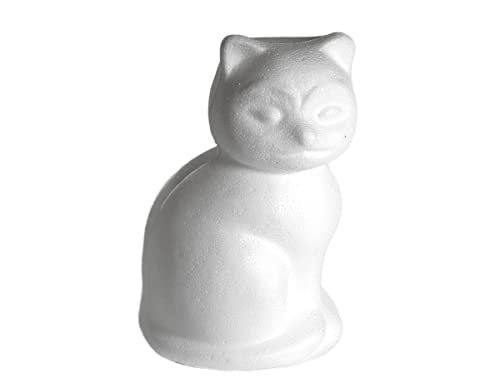 INNSPIRO A3457 Sitzende Katze aus Porex 14 cm. Tasche zum Aufhängen von 2 Stück. Tiere, weiß, 14cm von INNSPIRO