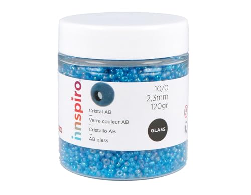 INNSPIRO Aurora Boreale Rocailles aus Glas, rund, Kinderblau, 2,3 mm, 10/0, 120 g. von INNSPIRO