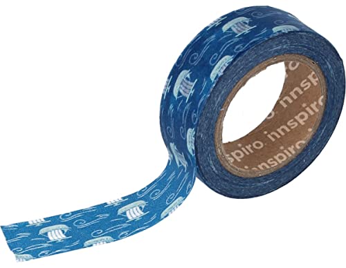 INNSPIRO Masking Tape Washi Boote blau 15 mm x 10 cm Serie Übersee von INNSPIRO