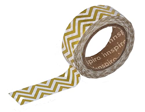 INNSPIRO Masking Tape Washi Foil Zickzack vergoldet 15 mm x 10 m. Serie Metall von INNSPIRO