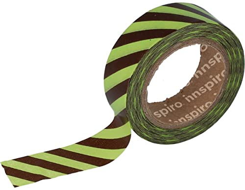 INNSPIRO Masking Tape Washi Linien braun und grün 15 mm x 10 m, Serie Deco von INNSPIRO