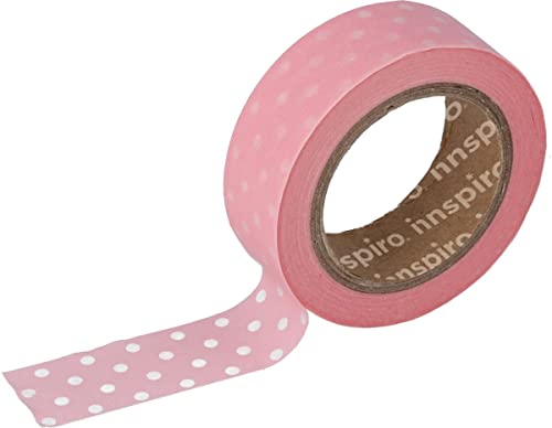 INNSPIRO Masking Tape Washi Rosa mit Maulwürfen 15 mm x 10 m Blumenserie von INNSPIRO