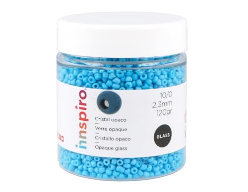 INNSPIRO Rocailles Rundes Glas, undurchsichtig, blau, Kinder, 2,3 mm, 10/0, 120 g. von INNSPIRO