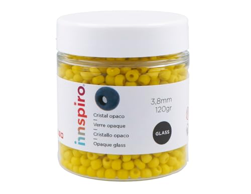 INNSPIRO Rocailles Rundes Glas, undurchsichtig, gelb, 3,8 mm. 6/0 120 g. von INNSPIRO