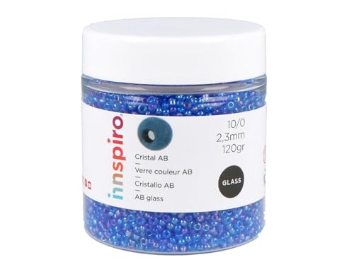 INNSPIRO Runder Glasstein Aurora Boreale Blau Cyan 2,3 mm 10/0 120 g von INNSPIRO