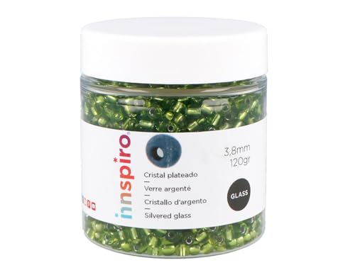 INNSPIRO Runder Glasstein Silber Avocado grün 3,8 mm. 6/0 120 g. von INNSPIRO