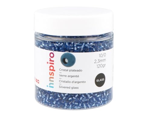 INNSPIRO Runder Glasstein Silber Blau Cyan 2,3 mm 10/0 120 g von INNSPIRO