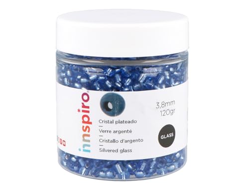 INNSPIRO Runder Glasstein Silber Blau Cyan 3,8 mm 6/0 120 g von INNSPIRO