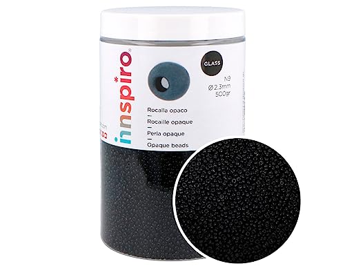 INNSPIRO Runder Glasstein blickdicht schwarz 2,3mm 500gr. ca. N9 von INNSPIRO