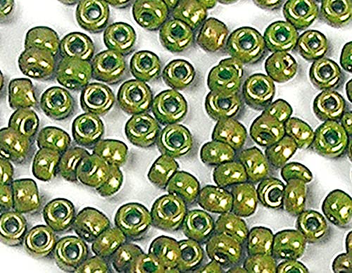 INNSPIRO Runder Glasstein mit metallischem Glanz, Olivgrün, 3,0 mm, 8/0, 120 g. von INNSPIRO