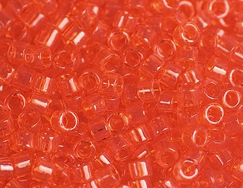 Japanische Perlen Schatz Zylinder transparent rot 1,8mm.11/0 100gr. von INNSPIRO