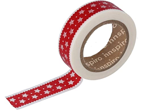 INNSPIRO Masking Tape Washi Borte Sterne rot 15 mm x 10 m Serie Deco von INNSPIRO