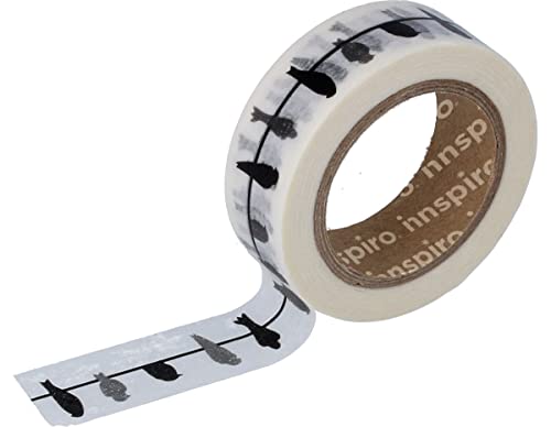 INNSPIRO Masking Tape Washi Vögel schwarz 15 mm x 10 m Serie Deco von INNSPIRO