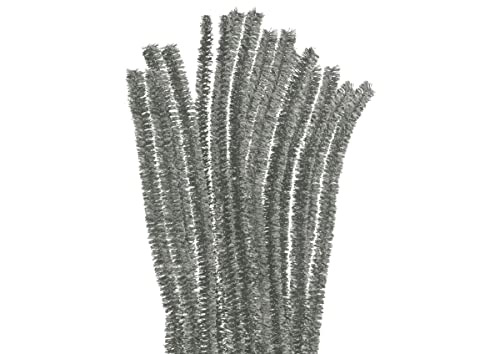 Pfeifenreiniger Chenille, Metall, Silber, 10 mm x 30 cm. 10 Stück. von INNSPIRO