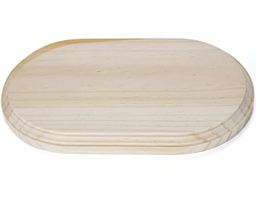 INNSPIRO Fuß aus massivem Kiefernholz, oval, 16 x 9 cm. Höhe 14 x 7 cm. Höhe 1,5 cm. Holzsockel zum Bemalen, Dekorieren und Basteln. von INNSPIRO