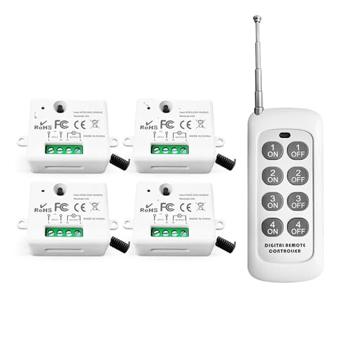 Fernbedienungs-Lichtschalter, 110 V, 220 V, Mini-Relaismodul, 500 m, 4-in-1-Sender(4Receivers 1Remote) von INOJIKGV
