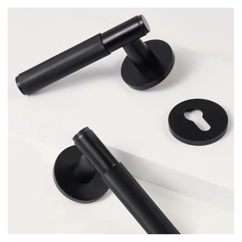 Messing Gerändelt Türschloss Griff Set Schwarz Doppel Holz Tür Hebel Innen(Magnetic 7255 Lock) von INOJIKGV