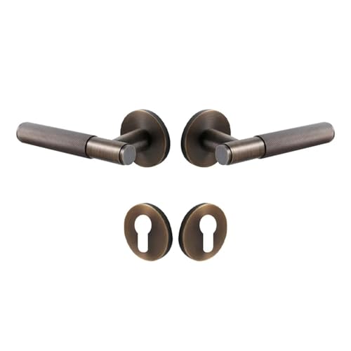 Messing Gerändelt Türschloss Griff Set Schwarz Indoor Doppel Holz Tür Hebel(Bronze-Dummy) von INOJIKGV