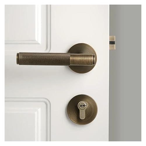 Messing Rändel Türschloss Griff Set Indoor Doppel Holz Tür Hebel(Standard 8550 Lock) von INOJIKGV