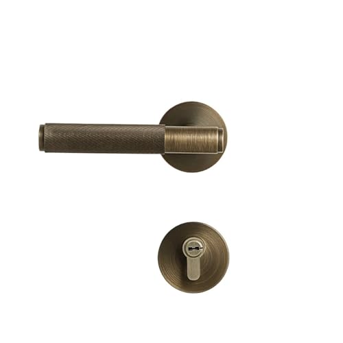 Türschloss-Griffset aus Messing mit Rändelschraube und doppeltem Holztürhebel(Privacy Lock) von INOJIKGV