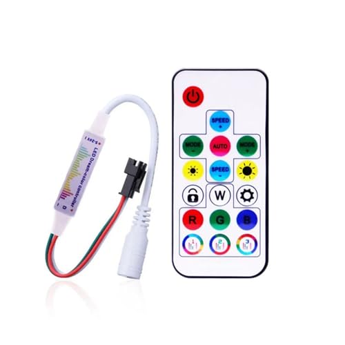 WS2811 WS2812B LED-Pixel-Lichtstreifen-Controller WS2812 U/DC Mini 3-Tasten 14/17/21-Tasten-Fernbedienung DC5-24V(17KEYS Music DC) von INOJIKGV