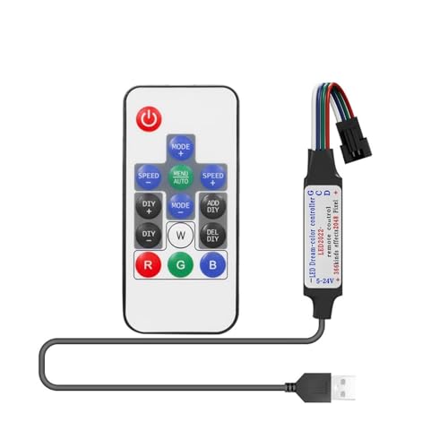 WS2813 WS2815 LED-Pixel-Lichtstreifen-Controller 14/21 Tasten 17 Tasten Musik-Mini-Fernbedienung DC5-24V(14Key DIY USB 4PIN) von INOJIKGV