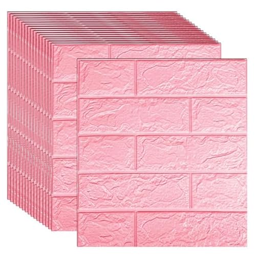 3d Wandpaneele,3d Wandpaneele Selbstklebend 10/15 Stücke Selbstklebende 3D Ziegel Aufkleber DIY Wasserdichte Schaum Tapete for Kinderzimmer Küche Dach Decke Hintergrund Wandtattoos ( Color : Pink , Si von INOKAI