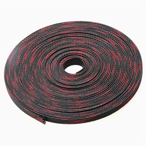 INOKAI Kabelschlauch,Kabelschutz 50 m rote und Schwarze Kabelmuffen, Isolierung, geflochtene Hülse, 4–25 mm, 8 Größen, enges PET-Spiralwickel-Drahtverschraubungskabel-Kit (Size : 4mm) von INOKAI