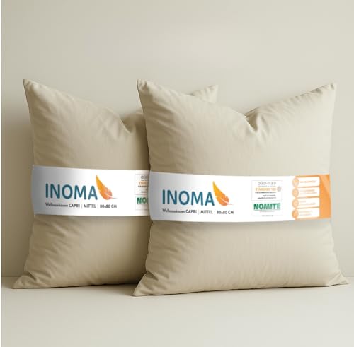 INOMA Wellness-Kissen Capri 80x80-2er Set -, Hotel Kissen, Ultra Soft Federn Daunen Mischung (90% Federn, 10% Daunen), Made in Germany, Oeko-TEX, allergikerfreundlich, Ganzjahr von INOMA
