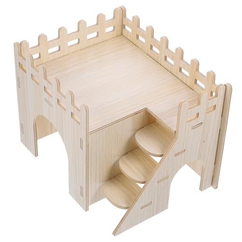 INOOMP 1 Set Hamster Holzhaus Schlafraum Meerschweinchenheu Meerschweinchen Minikäfig Futterrampe Zubehör Unterschlupf Zubehör Hamsterkäfig Meerschweinchenbett von INOOMP