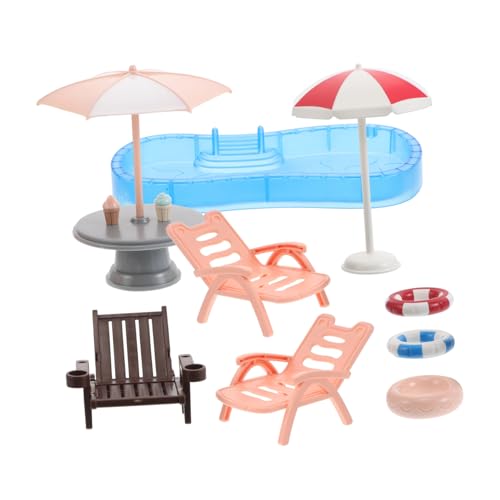 INOOMP 1satz Miniatur Puppenhaus Set Mit Strandstuhl Schwimmring Und Für Kreative Spiele Und Miniaturlandschaften Tragbar Für Familienfeiern Und Gartenaktivitäten von INOOMP