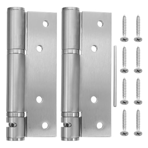 INOOMP 1 Set selbstschließende Türscharniere mit Schrauben, 5 Zoll, gefederte automatische Türschließerscharniere, einstellbare Spannung für Garage, Silber INOOMP 1 Set selbstschließende Türscharniere mit Schrauben, 5 Zoll, gefederte automatische Türschließerscharniere, einstellbare Spannung für Garage, Silber von INOOMP