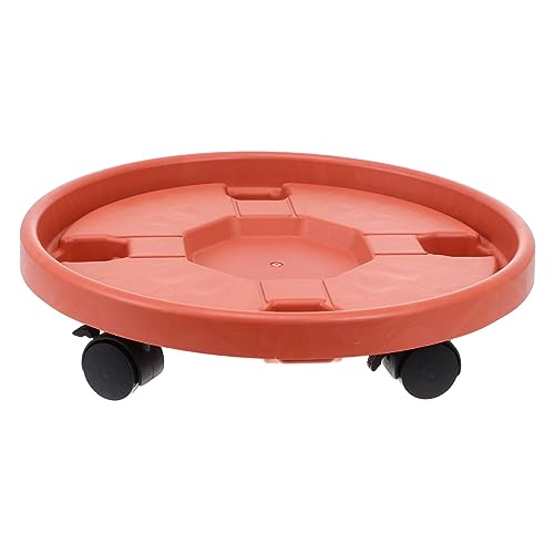 INOOMP 1 Stück Verdickter mobiler Blumentopfstand Gestell drinnen runden Werk Radstand Pflanzenschalen für Töpfe Tablett Blumenkugelbodenschale Blumenregal Plastik Brown von INOOMP