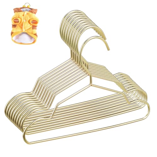 INOOMP 10 Stück Mini Kleiderbügel aus Metall Goldfarben Kleine Aufhänger für Haustierkleidung Robust Platzsparend Glatte Oberfläche für Hunde und Katzenkostüme von INOOMP