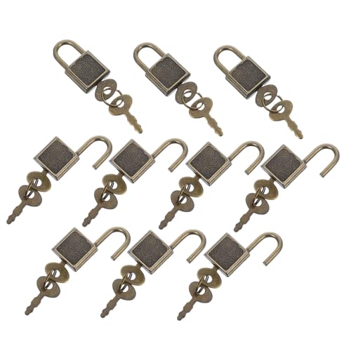 INOOMP 10 Stück Mini Zinklegierung Vorhängeschloss Antikes Design für Schultaschen Handtaschen Rucksäcke Koffer und Schmuckkästen Zuverlässige und Einfache Handhabung von INOOMP