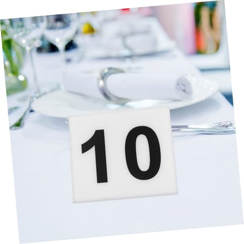 INOOMP 10 Stück Teiliges Acryl Tischnummern Doppelseitige Wiederverwendbare Nummernschilder für Restaurant und Bankett Stabile Weiße Tafeln mit Schwarzer Nummerierung Klare von INOOMP