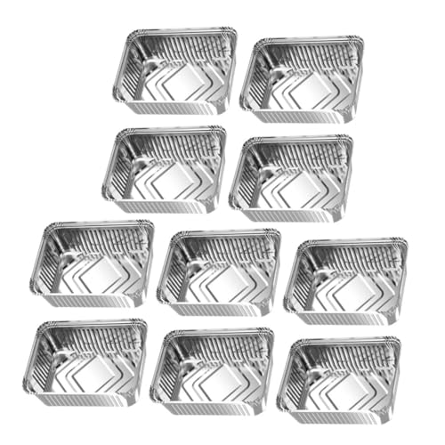 INOOMP 10 Stück Teiliges Bbq Alufolien Pfannen Vielseitige Grill und Backform aus Hochwertigem Praktisch für Picknick Party und Airfryer Silberfarbene Folienbehälter von INOOMP
