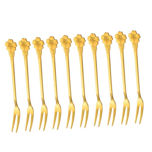 INOOMP 10 Stück Teiliges Edelstahl Obstgabeln mit Blüten Design Dekorative Dessertgabeln für Party Kuchen Früchte und Snacks Rostfrei Spülmaschinengeeignet Goldfarben INOOMP 10 Stück Teiliges Edelstahl Obstgabeln mit Blüten Design Dekorative Dessertgabeln für Party Kuchen Früchte und Snacks Rostfrei Spülmaschinengeeignet Goldfarben von INOOMP