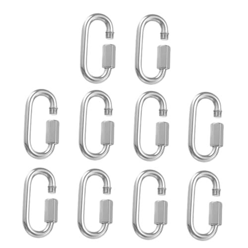 INOOMP 10 Stück Teiliges Edelstahl Schnellverschluss karabiner Robuste Kettenverbinder mit Sechskantigem Gewinde Verschleißfest und Tragfähig für Camping Hängematten Anhängersicherung von INOOMP