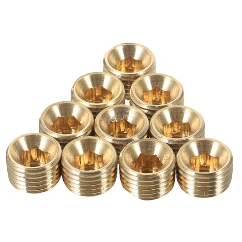 INOOMP 10 Stück Teiliges Npt Außengewinde Messing Blindstopfen Kupfer Rohrverschluss mit Sechskant für Druckluftanschluss und Endkappen Rohrdichtung von INOOMP