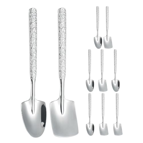 INOOMP 10-teiliger Schaufellöffel: Moderner Kuchenportionierer aus Edelstahl – Dessert-Servierlöffel-Set für Eiscreme, Kaffee, Pudding, Obst – Küchenutensilien aus Metall von INOOMP