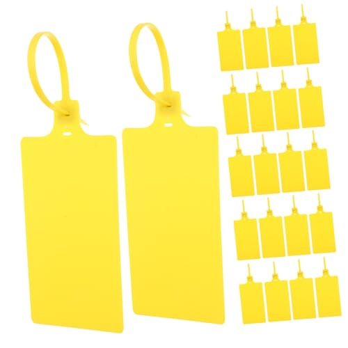 INOOMP 100 Stück Gelbe Kunststoff logistikanhänger mit Kabelbindern Langlebige Versandetiketten zum Beschriften für Lager Versand und Warenmanagement von INOOMP