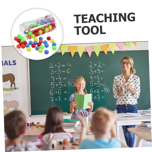 INOOMP 100 Stück Teiliges Bunte Kunststoff Zählbälle Robuste Lernspielzeug für Grundschule Matheunterricht Rechenhilfe Tragbare Box Langlebige Kunststoffkugeln von INOOMP