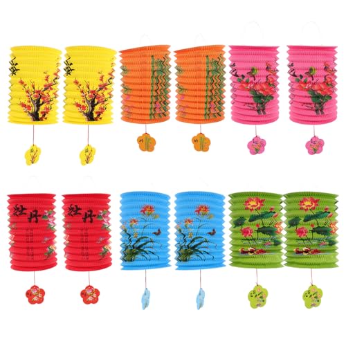 INOOMP 12 Stück Papierlaternen zum chinesischen Neujahr – bunte Akkordeon-Laternen im Vintage-Blumenmuster zum Aufhängen für Frühlingsfest, Geburtstag, Mittherbst INOOMP 12 Stück Papierlaternen zum chinesischen Neujahr – bunte Akkordeon-Laternen im Vintage-Blumenmuster zum Aufhängen für Frühlingsfest, Geburtstag, Mittherbst von INOOMP