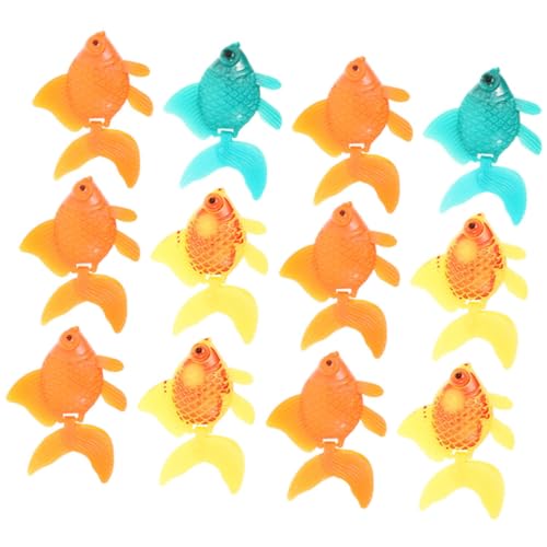 INOOMP 12 Stück Teiliges Farbenfrohe Künstliche Goldfische aus Kunststoff Lebensechte Aquarium-deko Schwimmende Fischmodelle für Teich Wassersäulen-Accessoire von INOOMP
