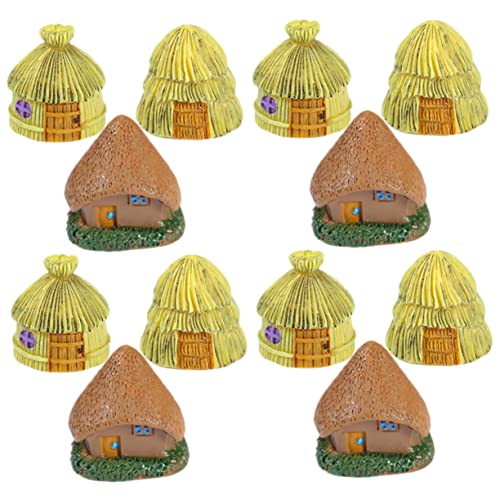 INOOMP 12 Stück Teiliges Miniatur Haus aus Resin Kleine Gartenhäuser für Landschaften Leichte Miniatur Figuren für Pflanzentopf Feengarten und Tischdekoration von INOOMP