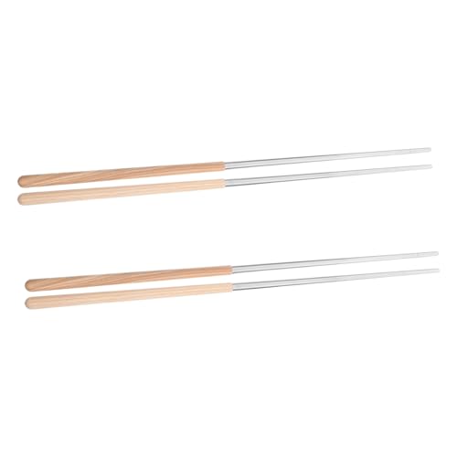 INOOMP 2 Paare Extra Lange Wiederverwendbare Edelstahl Hot Pot Essstäbchen mit Buchenholzgriff Poliert Spülmaschinenfest zum Kochen Braten Frittieren für Küche und Esszimmer von INOOMP