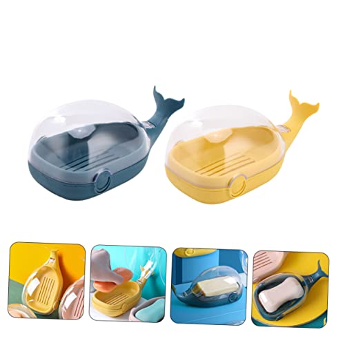 INOOMP 2 STÜCK Kreative Kunststoff Seifenhalter mit Abtropfgitter und Deckel Badezimmer Seifenschale in Gelb und Blau Langlebiger Soap Storage Tray für Saubere Trockene INOOMP 2 STÜCK Kreative Kunststoff Seifenhalter mit Abtropfgitter und Deckel Badezimmer Seifenschale in Gelb und Blau Langlebiger Soap Storage Tray für Saubere Trockene von INOOMP