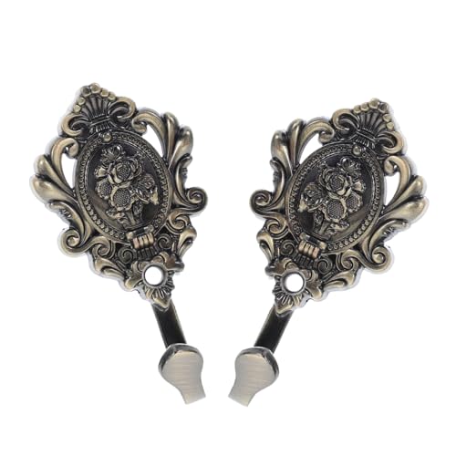 INOOMP 2 STÜCK Vintage Metall Haken Rustikale Wandhaken mit Relief Design Dekorative Kleiderhaken für Mäntel Jacken Handtücher Geeignet für Schlafzimmer Wohnzimmer Flur von INOOMP