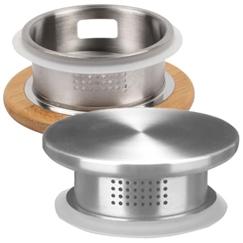 INOOMP 2 Stück 2 teiliger Edelstahl Krugdeckel mit Holz Einlage hitzebeständig und verschleißfest Teekannen und Wasserkannenabdeckung mit praktischer Filterfunktion für den täglichen INOOMP 2 Stück 2 teiliger Edelstahl Krugdeckel mit Holz Einlage hitzebeständig und verschleißfest Teekannen und Wasserkannenabdeckung mit praktischer Filterfunktion für den täglichen von INOOMP